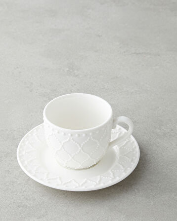 Carmen New Bone China 12 Parça 6 Kişilik Kahve Fincan Takımı 100 ml Beyaz