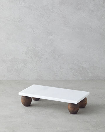 Elegant Mermer Sunumluk 12x24 cm Beyaz