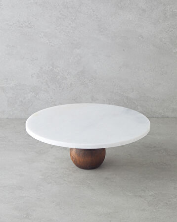 Elegant Mermer Kek Standı 30 cm Beyaz