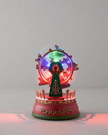 Ferris Wheel Müzik Kutusu 13x13x18.5 cm Kırmızı - Yeşil