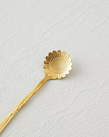 Luxe Flora Paslanmaz Çelik Tatlı Kaşığı 4 Parça Gold