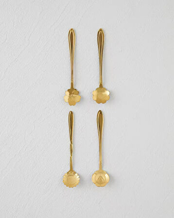 Luxe Flora Paslanmaz Çelik Tatlı Kaşığı 4 Parça Gold