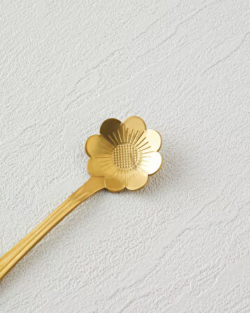 Luxe Flora Paslanmaz Çelik Tatlı Kaşığı 4 Parça Gold