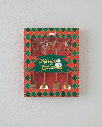 Starry Paslanmaz Çelik T.Çatal-Kaşık Set 4 Parça Gold