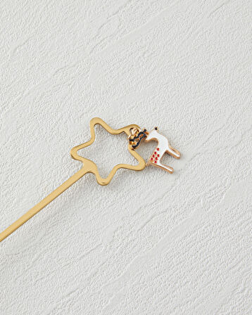 Starry Paslanmaz Çelik T.Çatal-Kaşık Set 4 Parça Gold