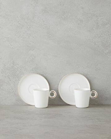 Eclipsed Porselen 4 Parça 2 Kişilik Kahve Fincan Takımı 85 ml Beyaz-Gold