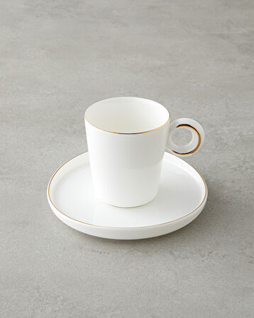 Eclipsed Porselen 4 Parça 2 Kişilik Kahve Fincan Takımı 85 ml Beyaz-Gold