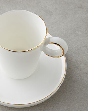 Eclipsed Porselen 4 Parça 2 Kişilik Kahve Fincan Takımı 85 ml Beyaz-Gold