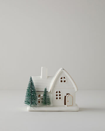 Winter Houses Dekoratif Obje 12 cm Beyaz