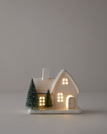 Winter Houses Dekoratif Obje 12 cm Beyaz