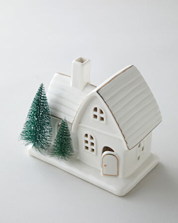Winter Houses Dekoratif Obje 12 cm Beyaz