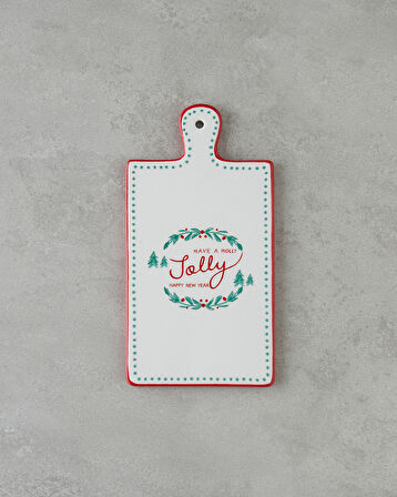 Joy Dolomite Sunumluk 24x13 cm Beyaz - Kırmızı