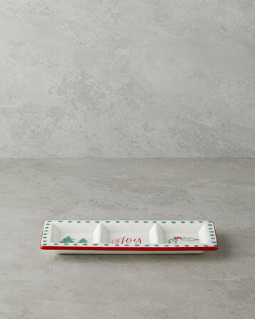 Joy Dolomite Sunumluk 25x10 cm Beyaz - Kırmızı