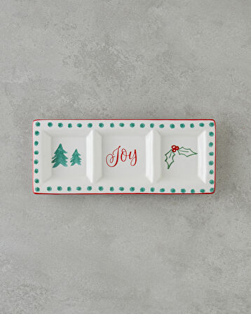 Joy Dolomite Sunumluk 25x10 cm Beyaz - Kırmızı