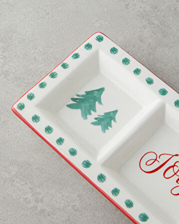 Joy Dolomite Sunumluk 25x10 cm Beyaz - Kırmızı