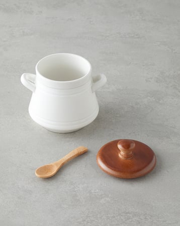 Vina Dolomite Kaşıklı Kavanoz 11 cm Beyaz