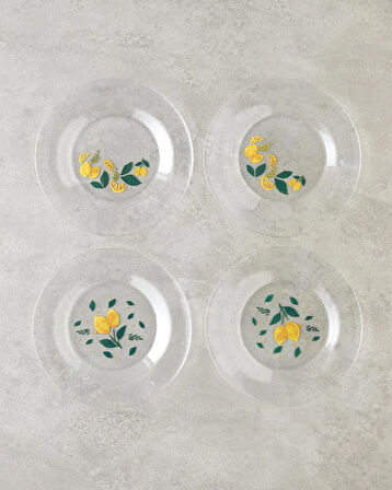 English Home Lemon Cam 4'lü Pasta Tabağı 19 cm Sarı-Yeşil