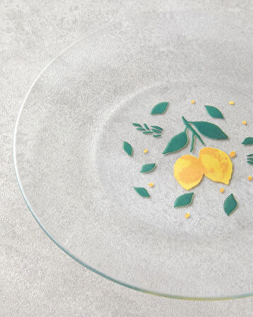 English Home Lemon Cam 4'lü Pasta Tabağı 19 cm Sarı-Yeşil