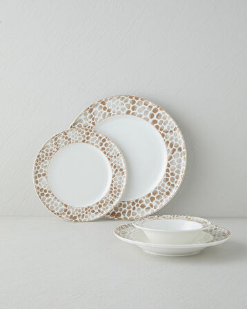 Tierra Bone Porselen Yemek Takımı 24 Parça 6 Kişilik Kahverengi