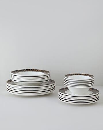 Leopardo Bone Porselen Yemek Takımı 24 Parça 6 Kişilik Kahverengi