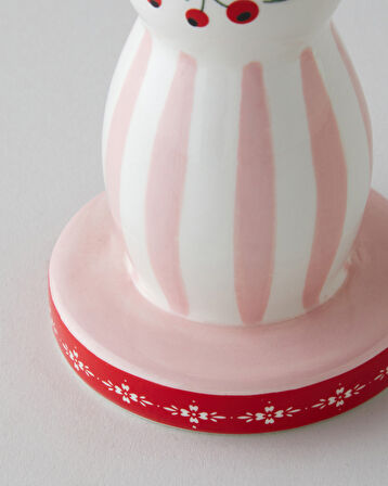 Christmas Şamdan 16 cm Kırmızı - Beyaz