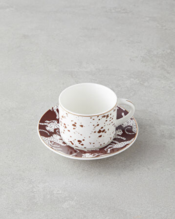 Feline New Bone China 4 Parça 2 Kişilik Kahve Fincan Takımı 100 ml Kahverengi