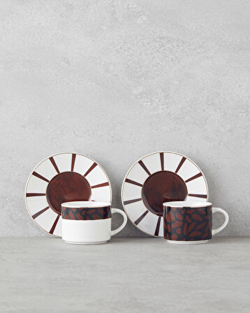 Isolde New Bone China 4 Parça 2 Kişilik Kahve Fincan Takımı 100 ml Kahverengi