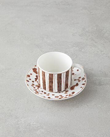 Sedona New Bone China 4 Parça 2 Kişilik Kahve Fincan Takımı 100 ml Kahverengi