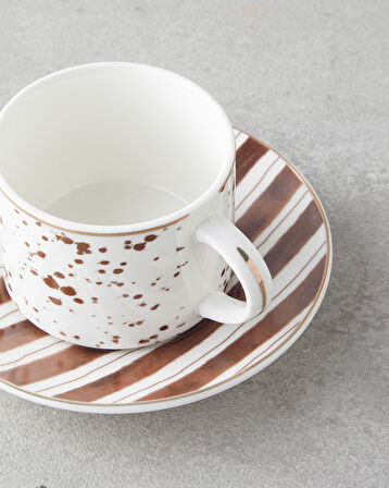 Sedona New Bone China 4 Parça 2 Kişilik Kahve Fincan Takımı 100 ml Kahverengi