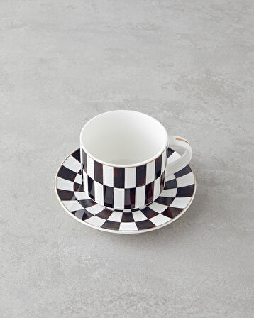 Emberly New Bone China 4 Parça 2 Kişilik Çay Fincanı Takımı 230 ml Kahverengi