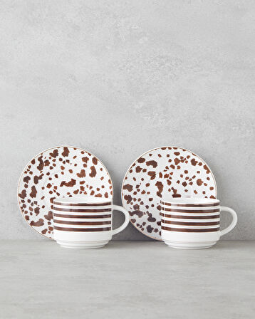 Sedona New Bone China 4 Parça 2 Kişilik Çay Fincanı Takımı 230 ml Kahverengi