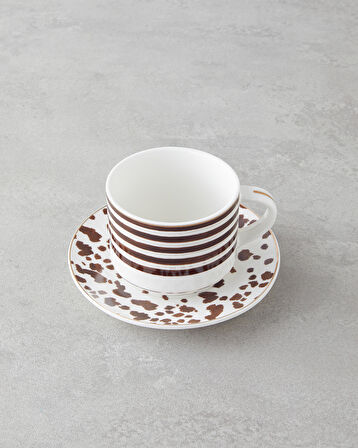 Sedona New Bone China 4 Parça 2 Kişilik Çay Fincanı Takımı 230 ml Kahverengi