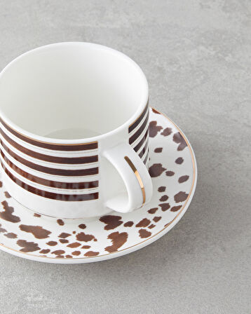 Sedona New Bone China 4 Parça 2 Kişilik Çay Fincanı Takımı 230 ml Kahverengi