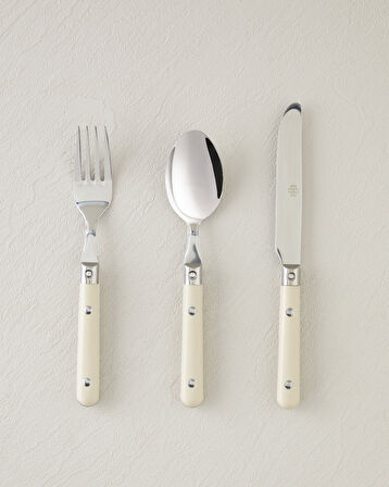 Pure Paslanmaz Çelik Çatal Kaşık Bıçak Tk. 18 Parça 6 Kişilik Krem