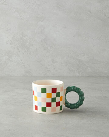 Checkerboard Seramik Kupa 260 ml Renkli