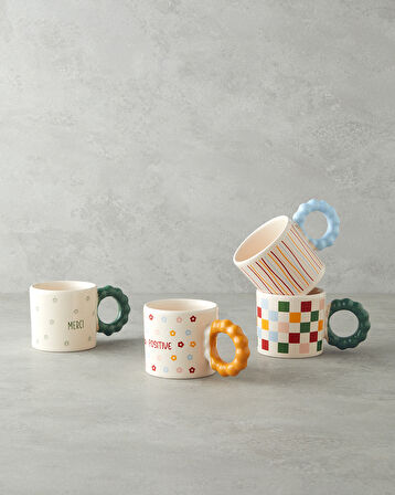 Checkerboard Seramik Kupa 260 ml Renkli