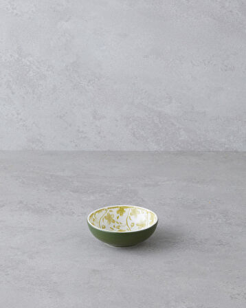 Plantopia Porselen Çerezlik 9 cm Beyaz - Yeşil