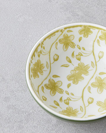 Plantopia Porselen Çerezlik 9 cm Beyaz - Yeşil