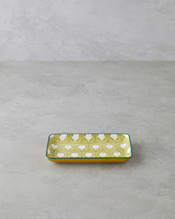 Plantopia Porselen Kayık Tabak 17x10 cm Sarı-Yeşil