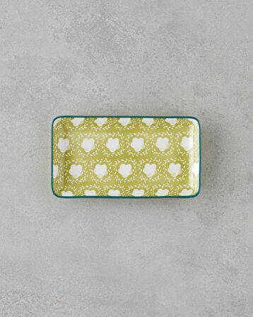 Plantopia Porselen Kayık Tabak 17x10 cm Sarı-Yeşil