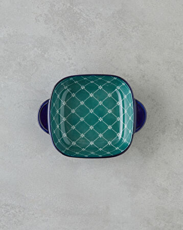 Plantopia Porselen Kayık Tabak 18x14 cm Lacivert-Yeşil