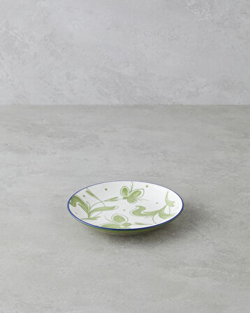 Plantopia Porselen Pasta Tabağı 15 cm Beyaz - Lacivert