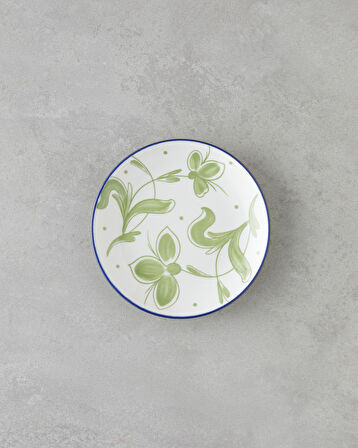 Plantopia Porselen Pasta Tabağı 15 cm Beyaz - Lacivert