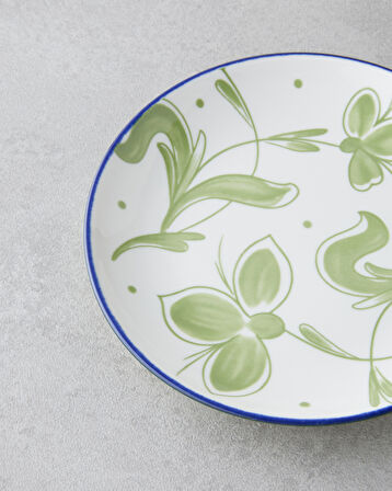 Plantopia Porselen Pasta Tabağı 15 cm Beyaz - Lacivert