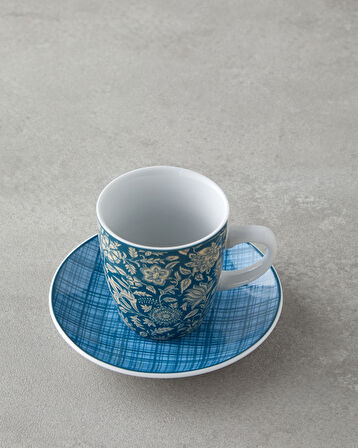 Ember Porselen 4 Parça 2 Kişilik Kahve Fincan Takımı 80 ml Turkuaz