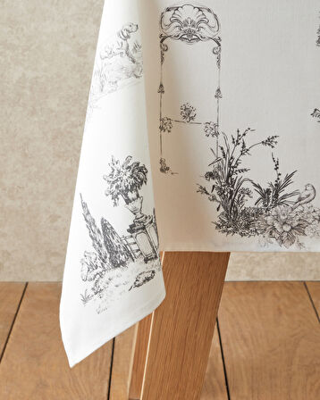 Arborelle Polyester Masa Örtüsü 150x200 cm Siyah - Beyaz