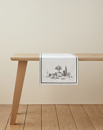 Arborelle Polyester Runner 40x140 cm Siyah - Beyaz