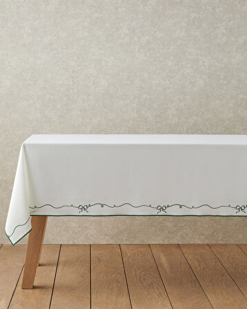 Ribbon Joy Polyester Masa Örtüsü 150x200 cm Yeşil-Beyaz