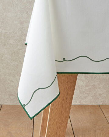 Ribbon Joy Polyester Masa Örtüsü 150x200 cm Yeşil-Beyaz