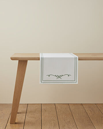 Ribbon Joy Polyester Runner 40x140 cm Yeşil-Beyaz